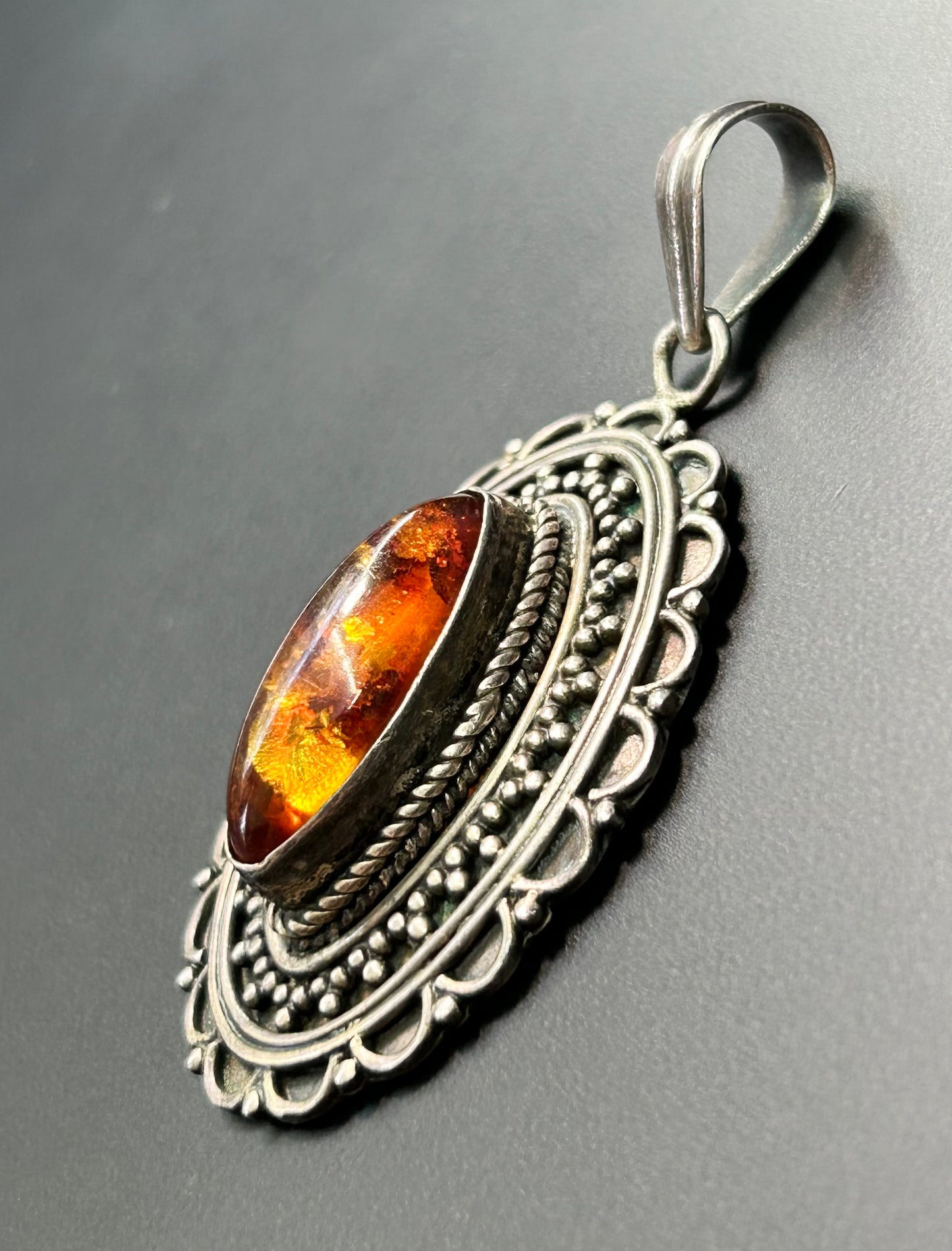 Sterling Silver Amber Pendant