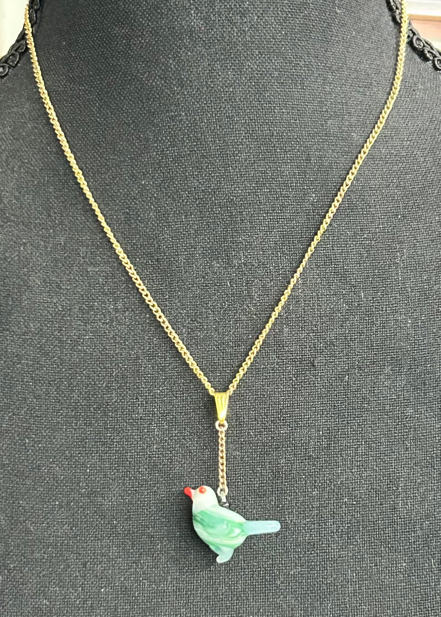 Vintage Glass Bird Necklace