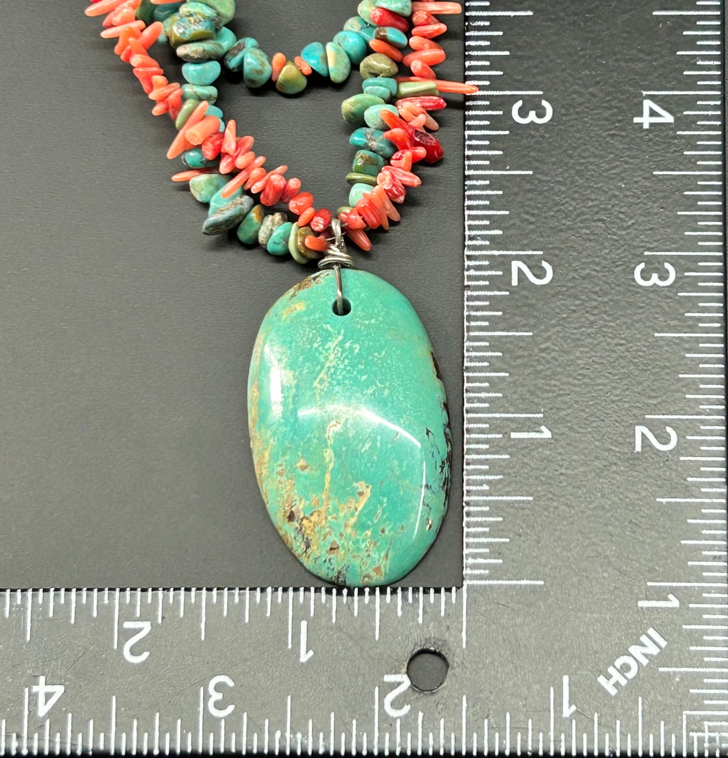 Sterling Silver Turquoise & Coral Necklace