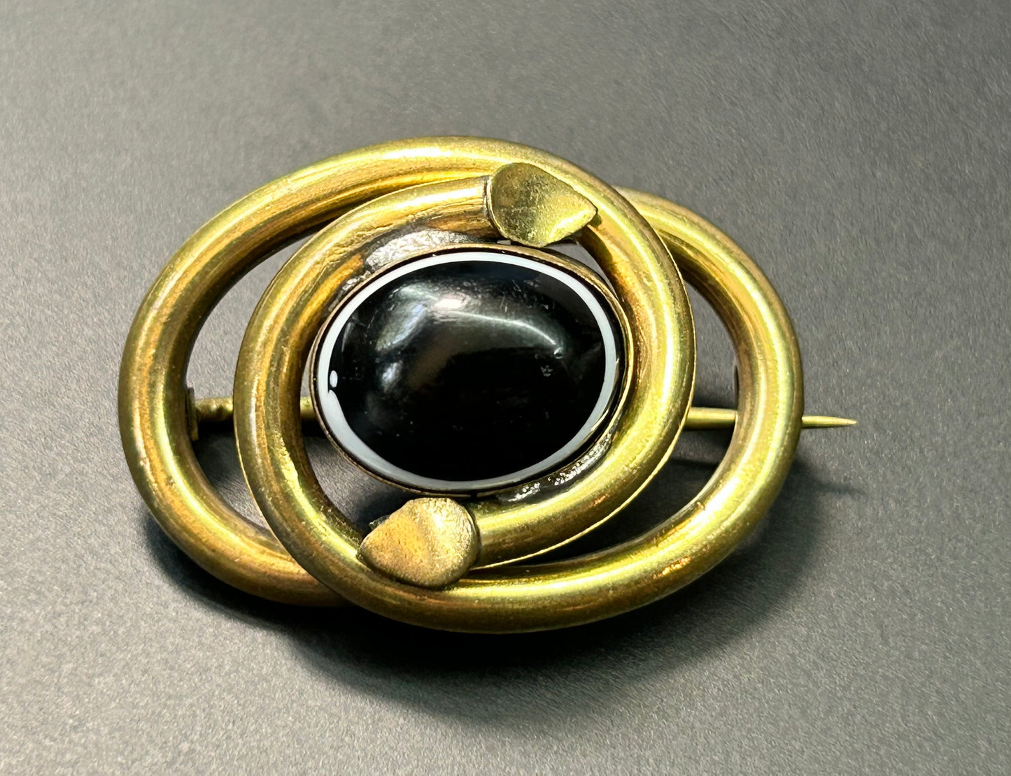 Brass Glass Cabochon Brooch