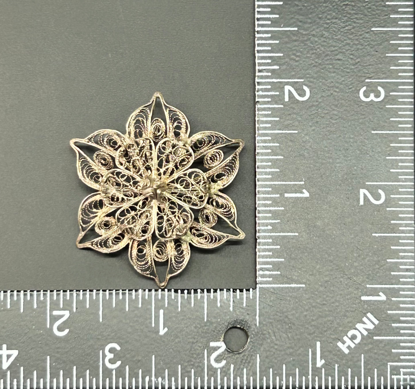 Antique Sterling Silver Filigree Brooch