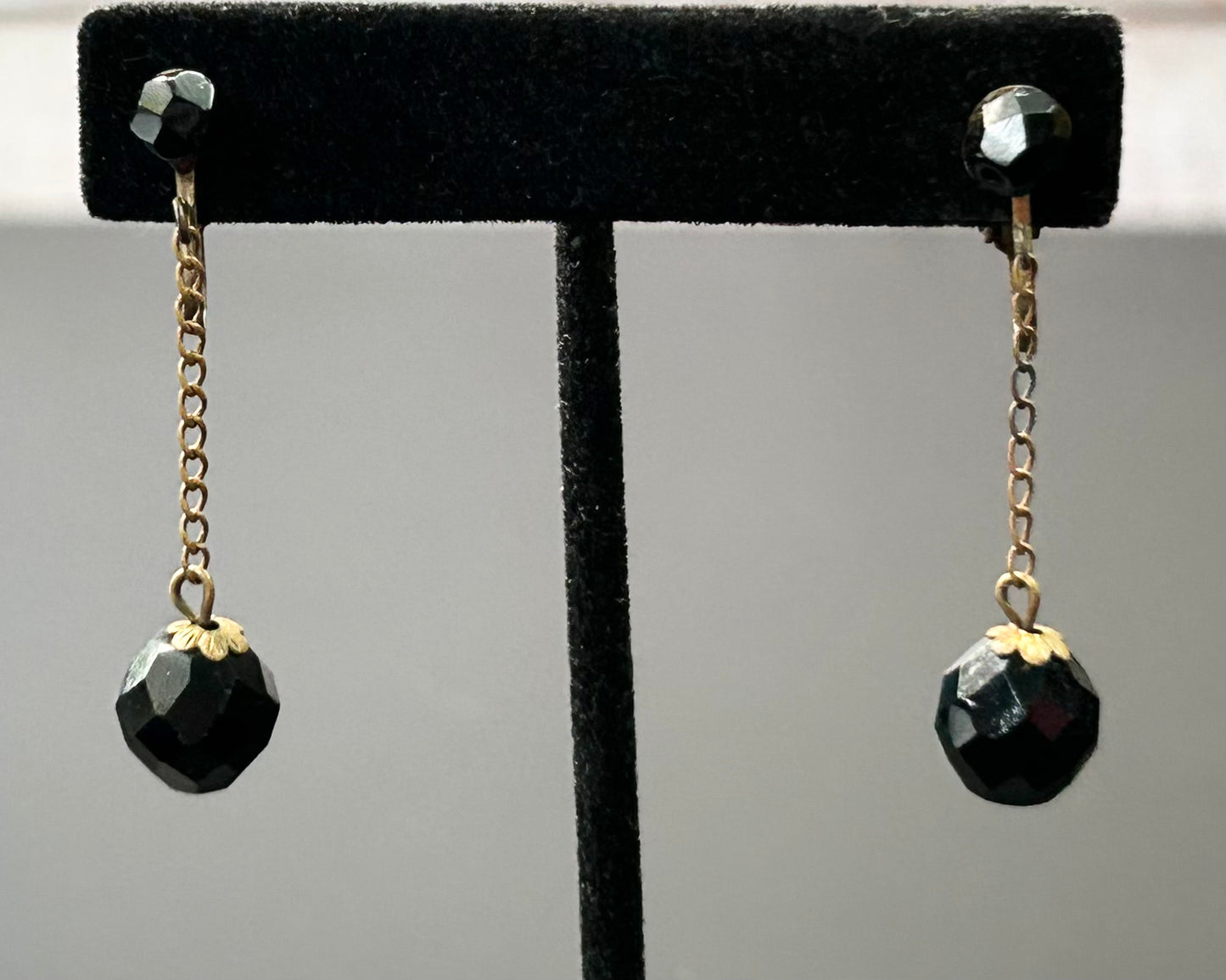 Vintage Faceted Glass Clip Earrings