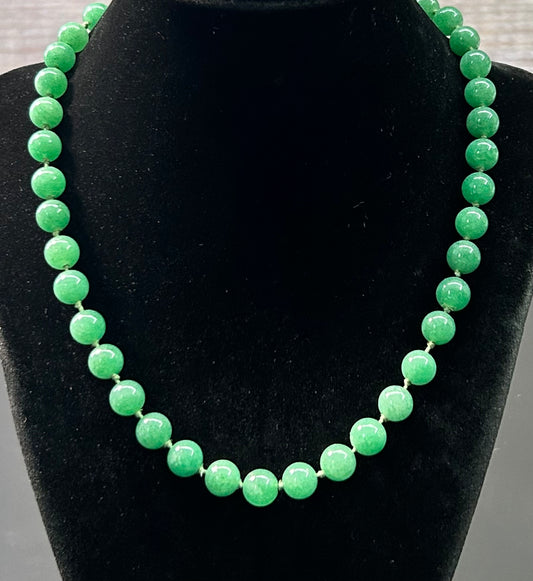 14K White Gold Jade Necklace