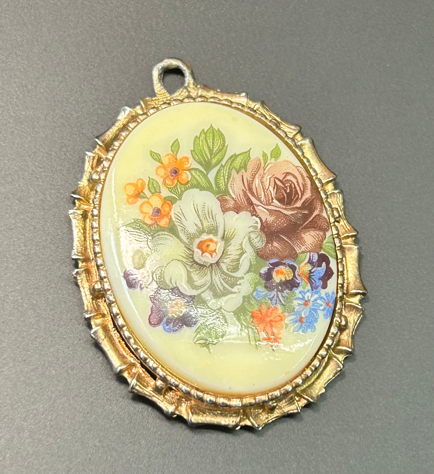Transferware Flower Pendant