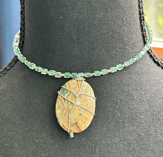 Jasper & Glass Collar Necklace