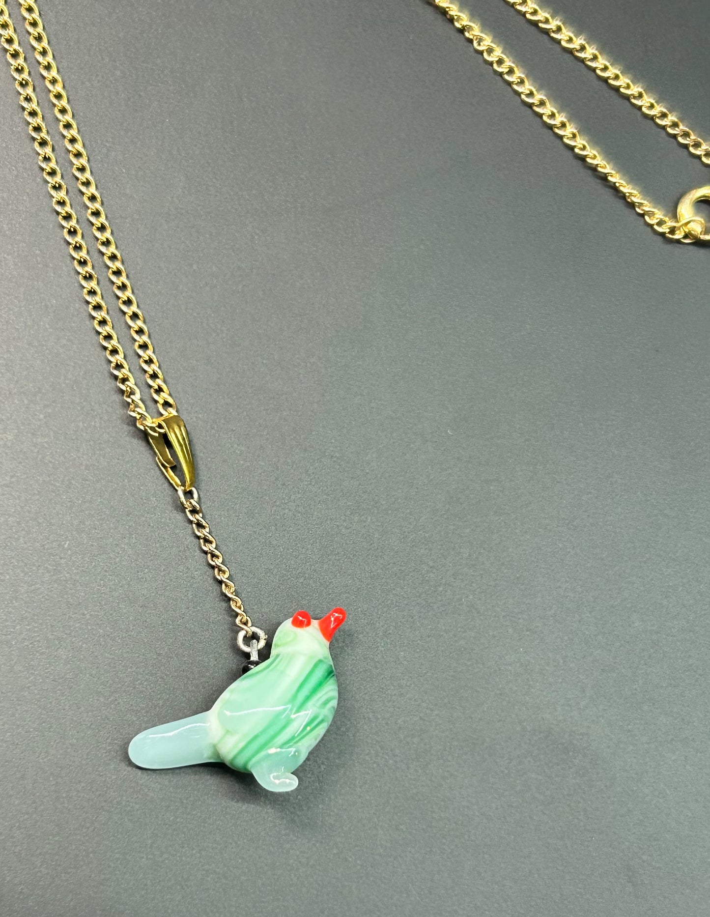 Vintage Glass Bird Necklace