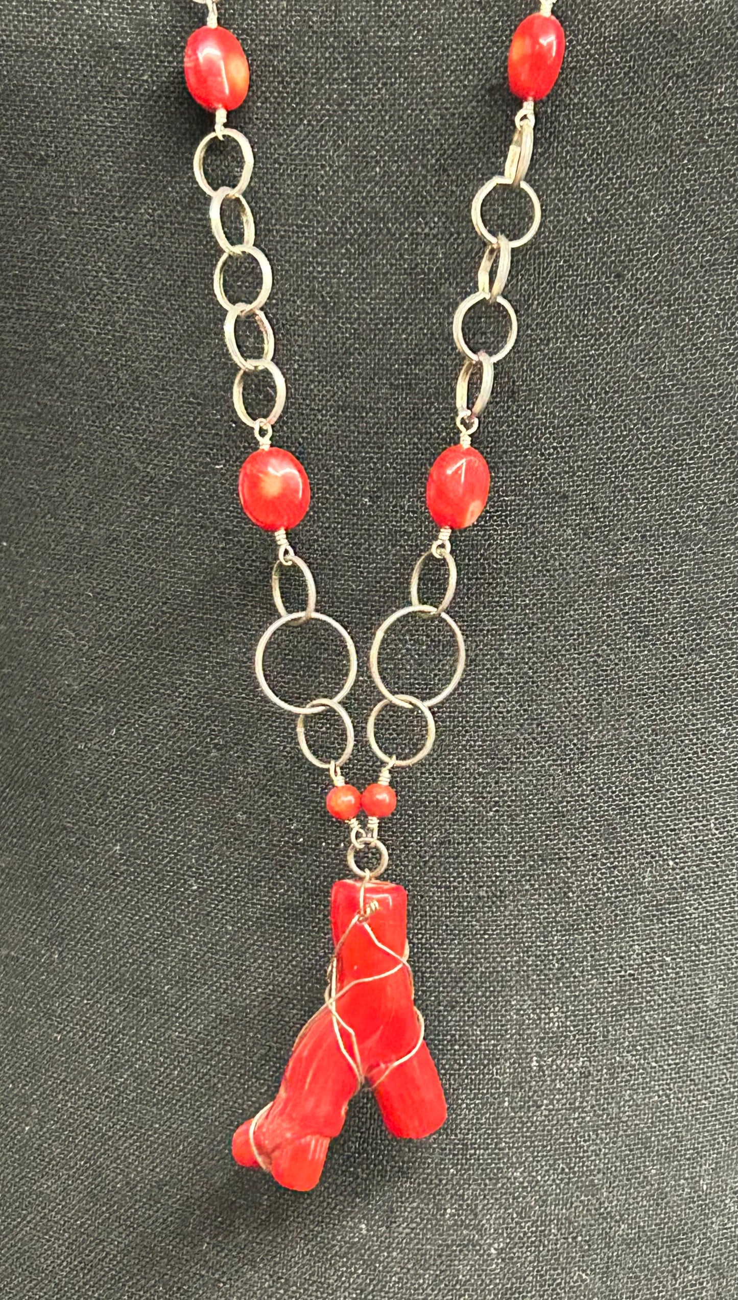 KL Studio Sterling Silver Coral Necklace