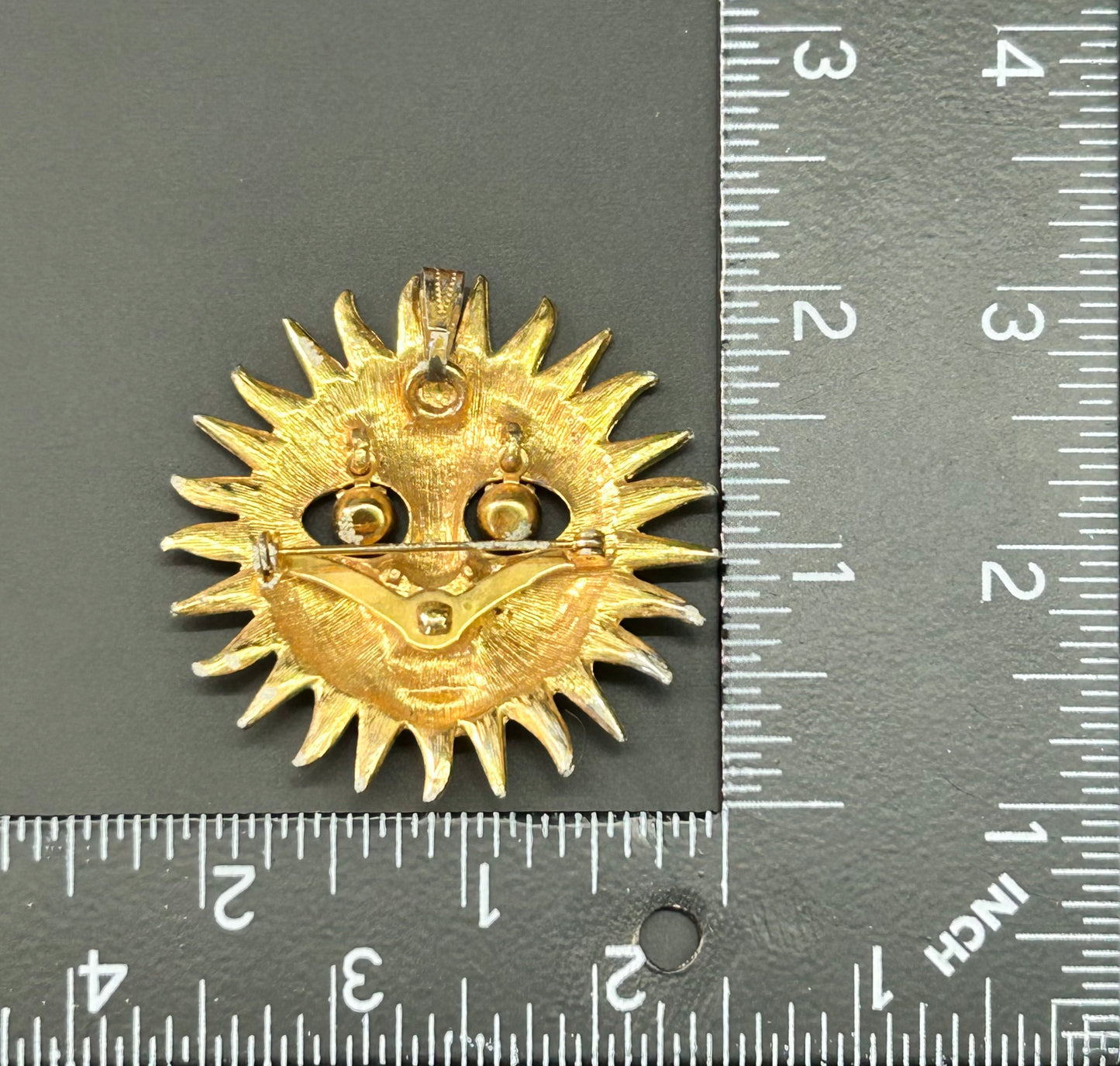 Rhinestone Sun Brooch