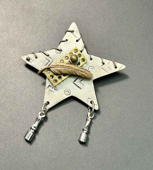 Sterling Design Star Brooch