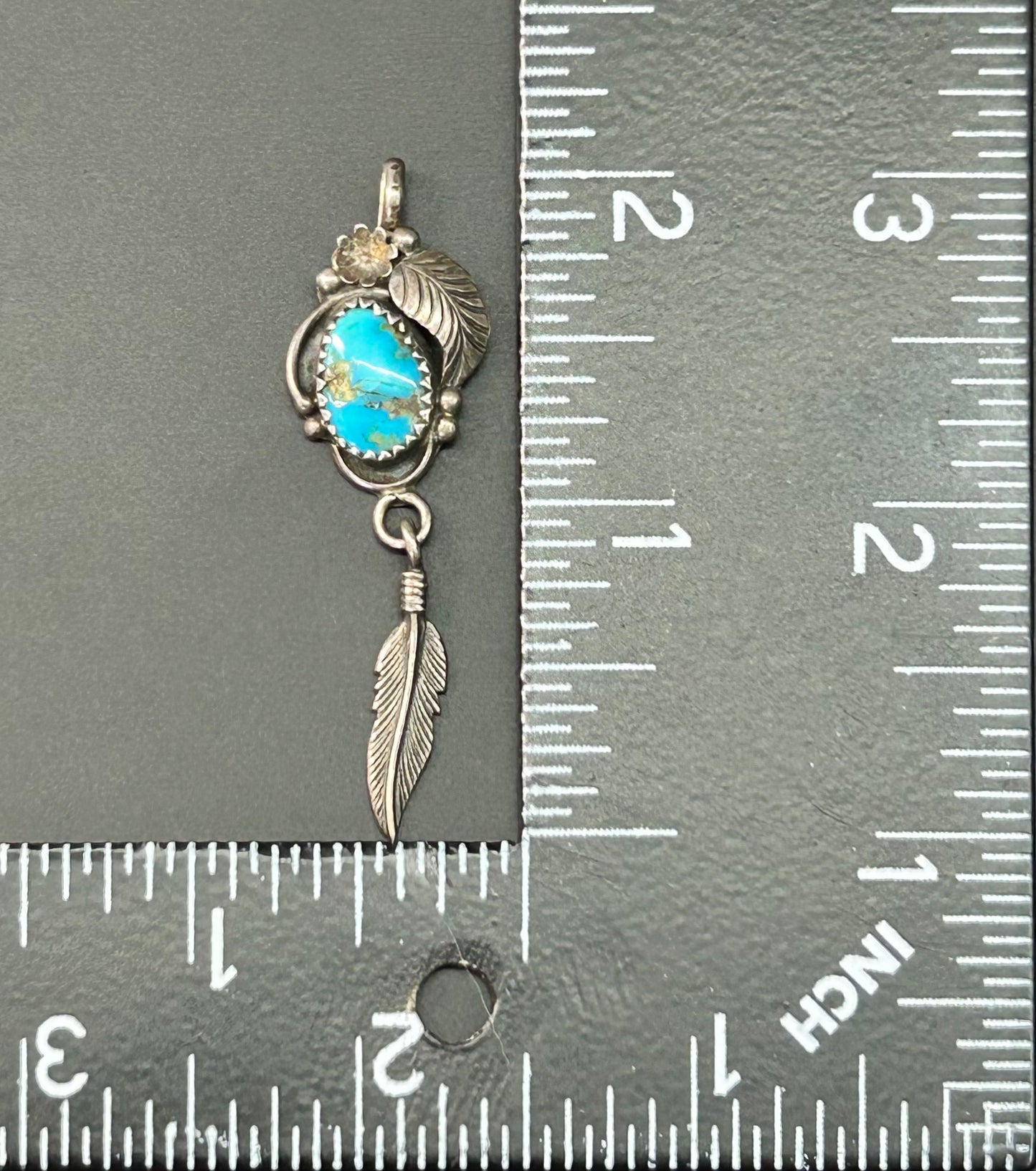 Native American Sterling Silver Turquoise Pendant