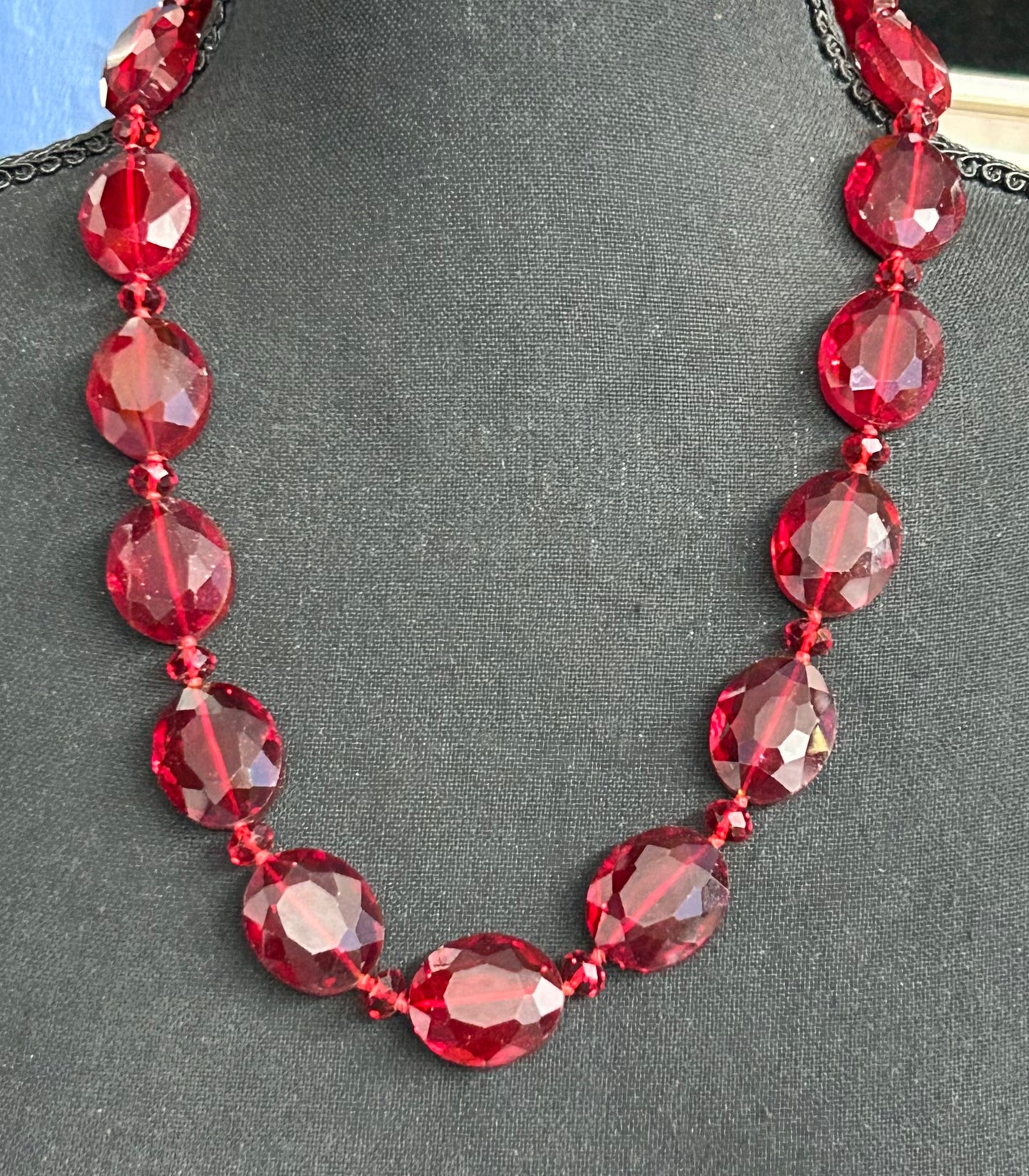 Red Faceted Glass Necklace