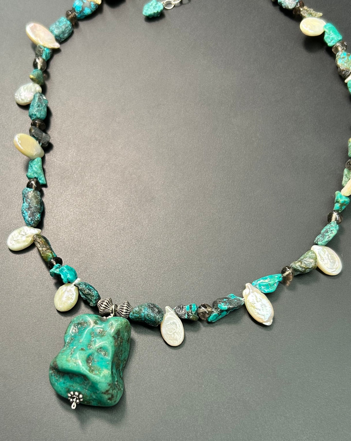 Sterling Silver Turquoise & Pearl Necklace