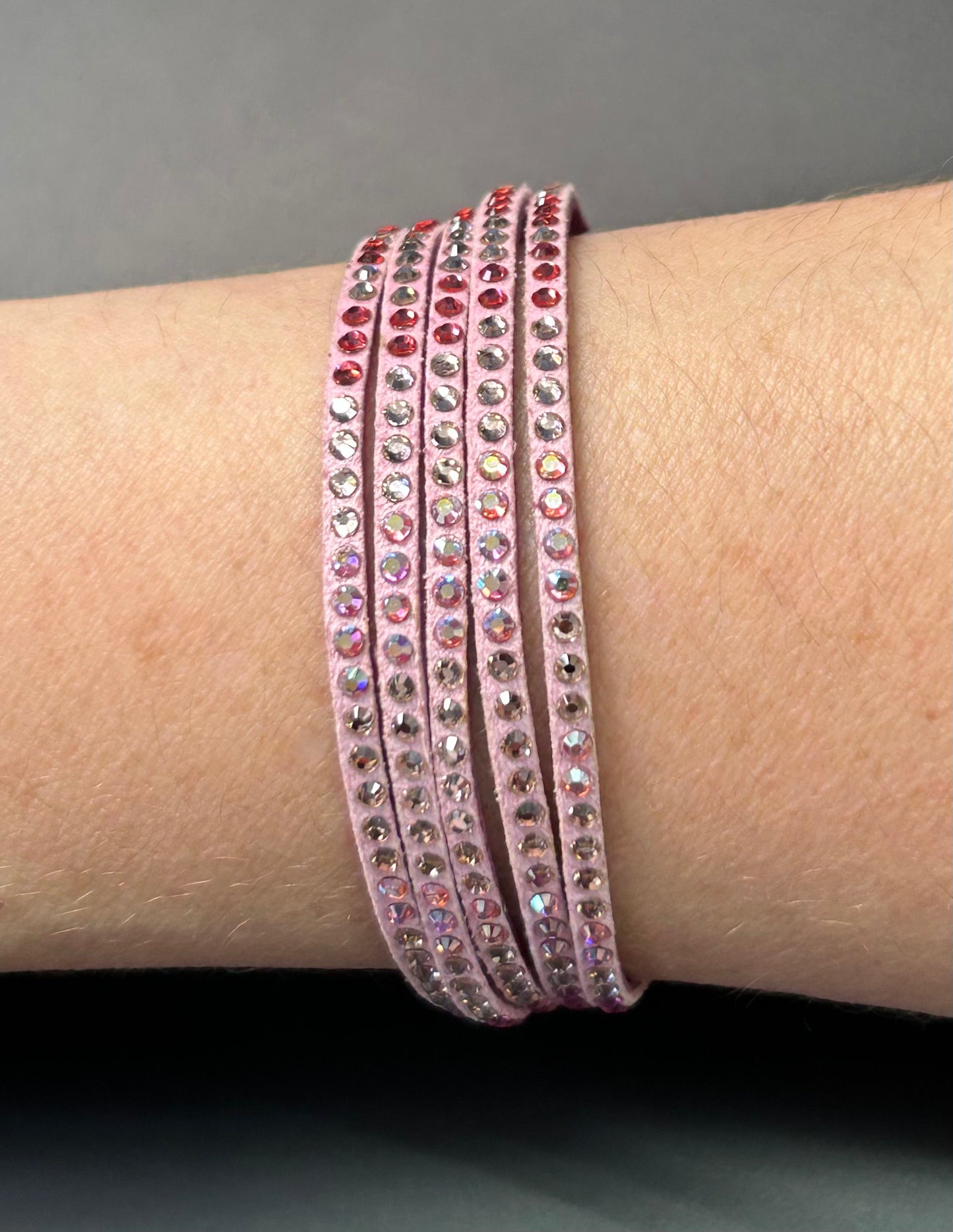 Pink Felt Rhinestone Bracelet