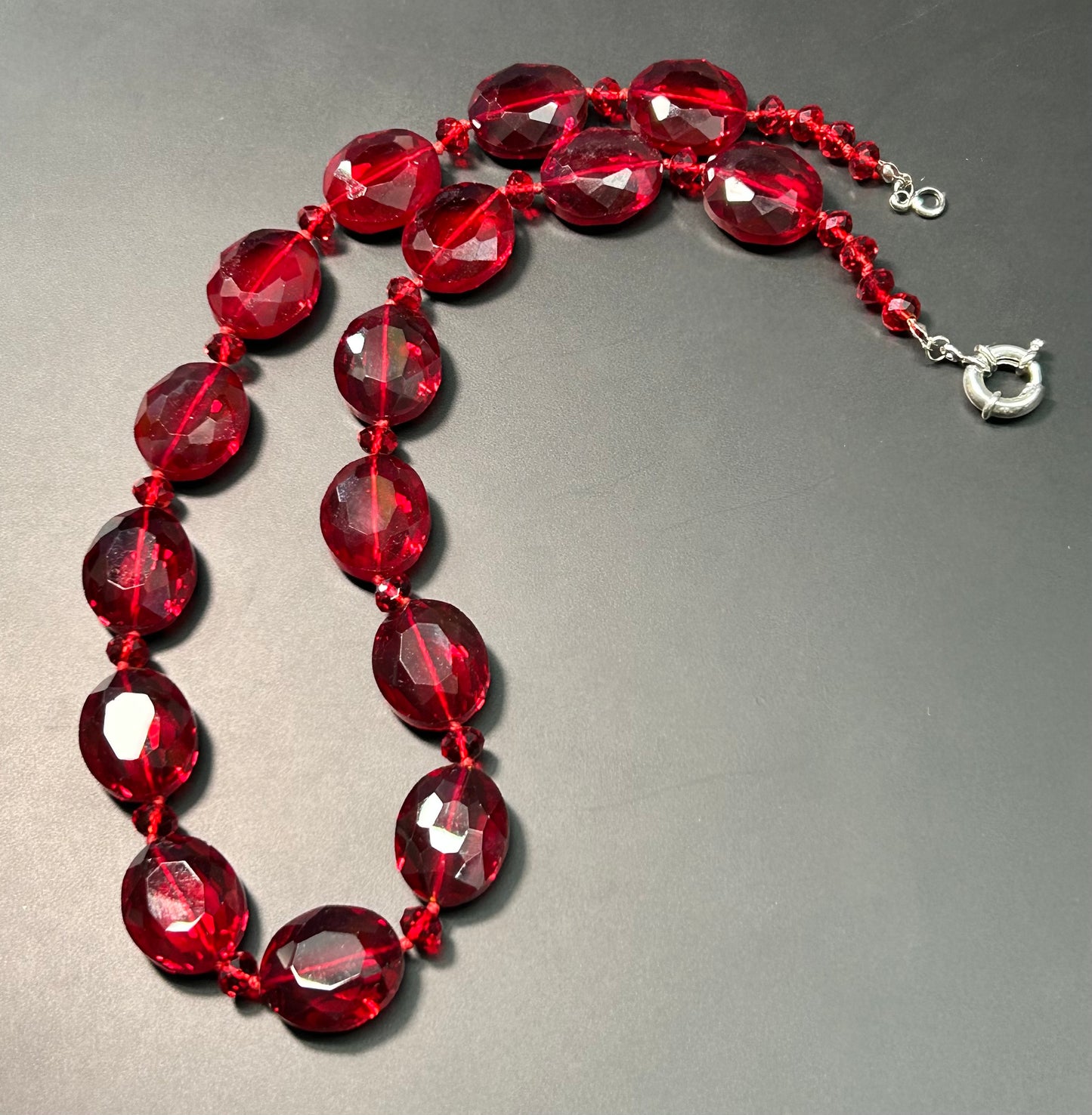 Red Faceted Glass Necklace