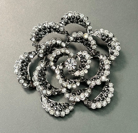 Rhinestone Flower Brooch