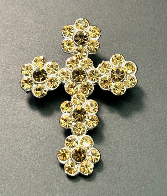 Rhinestone Cross Brooch