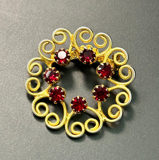 Gold Tone Rhinestone Brooch