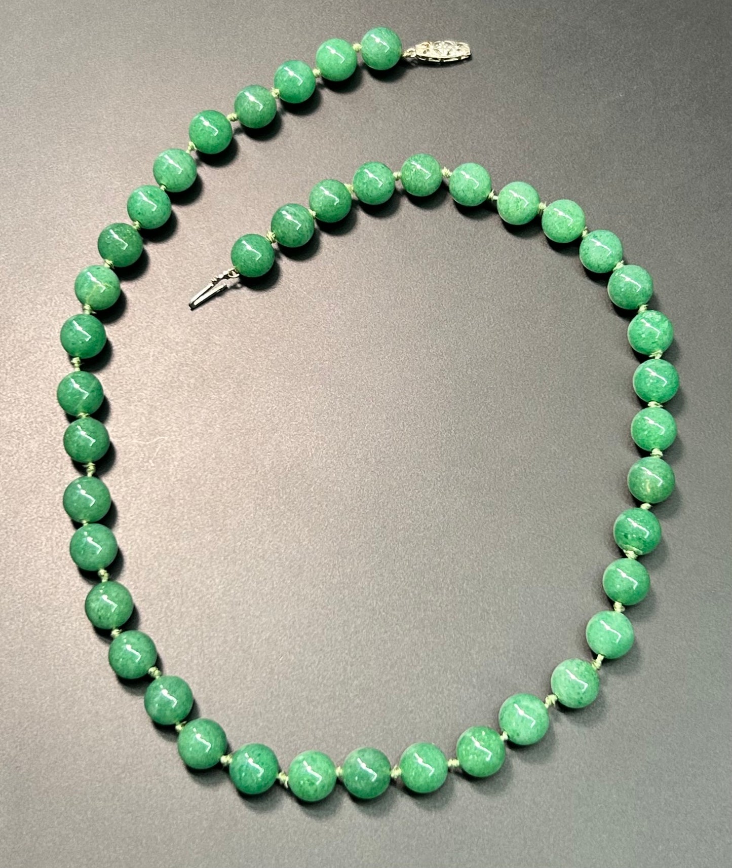 14K White Gold Jade Necklace