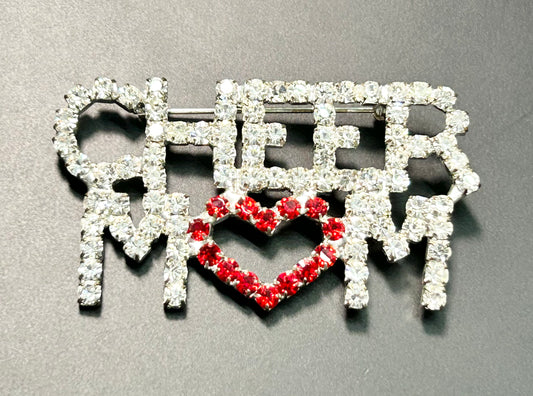 Cheer Mom Rhinestone Brooch