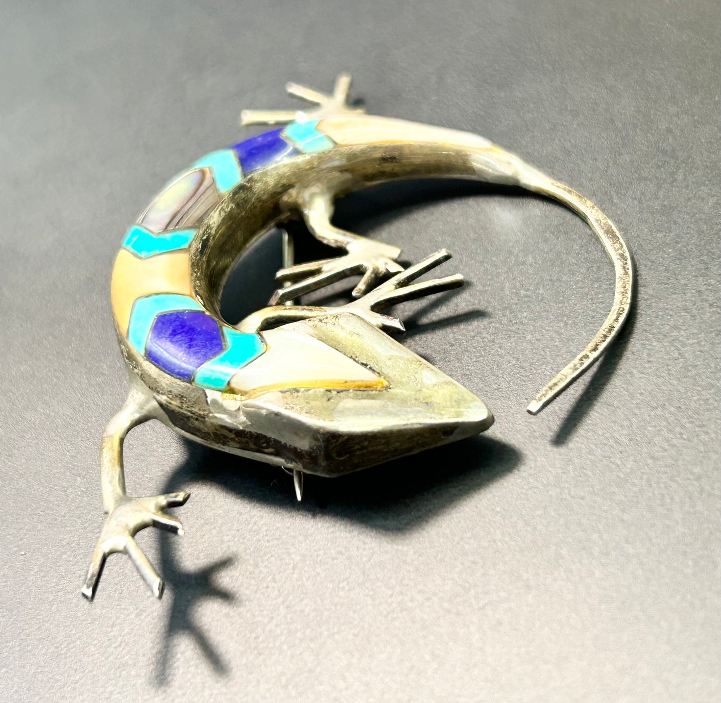 Sterling Silver Lizard Brooch Pendant