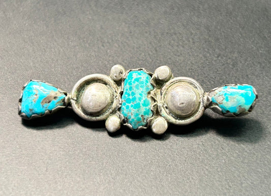 Vintage Sterling Silver Turquoise Brooch