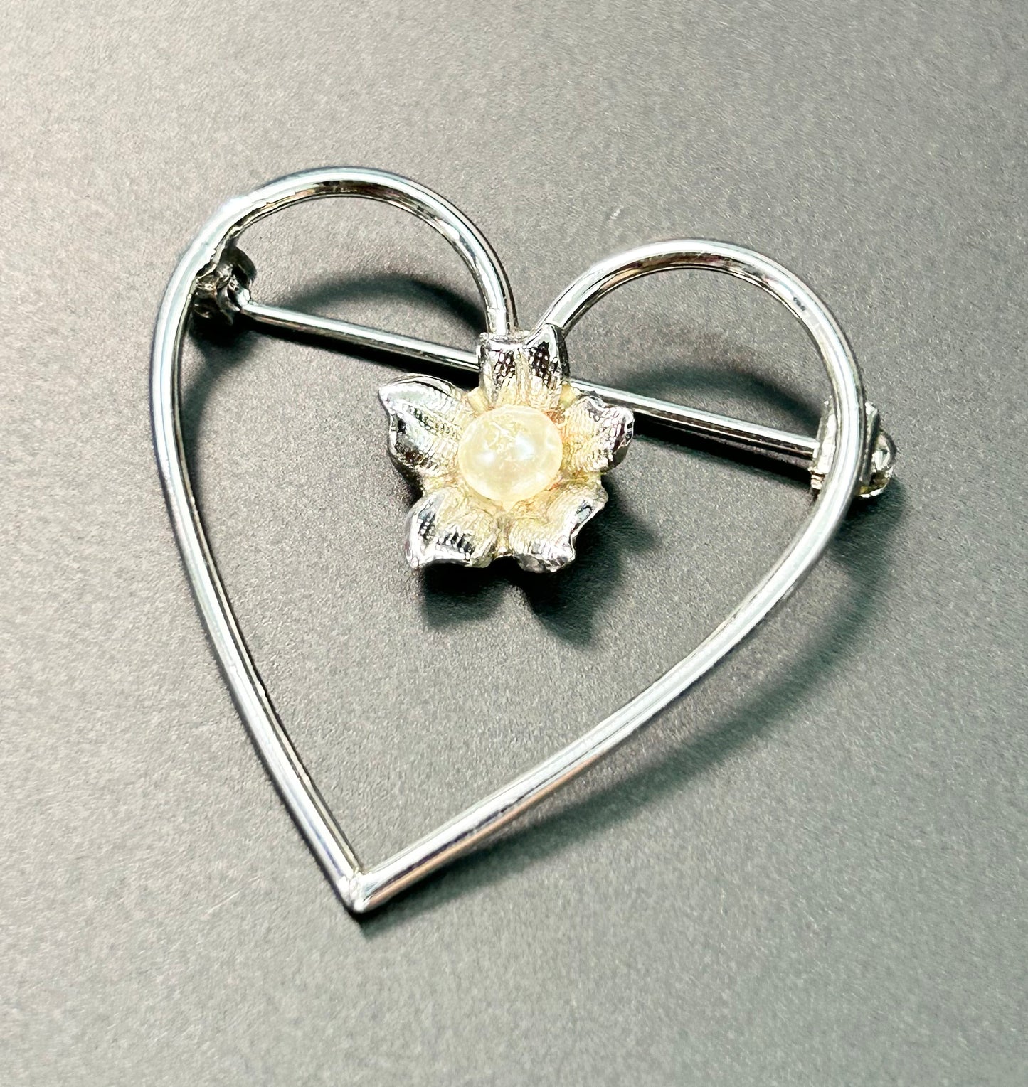 Vintage Hedy Sterling Silver Heart Brooch