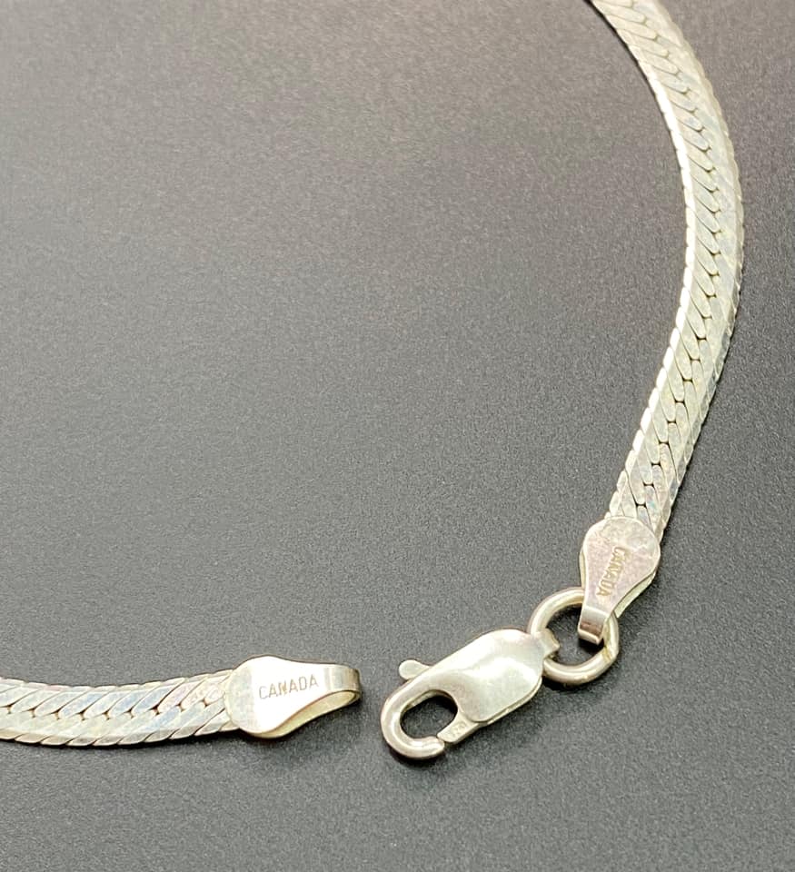 6.5" Canada Sterling Silver Herringbone Bracelet