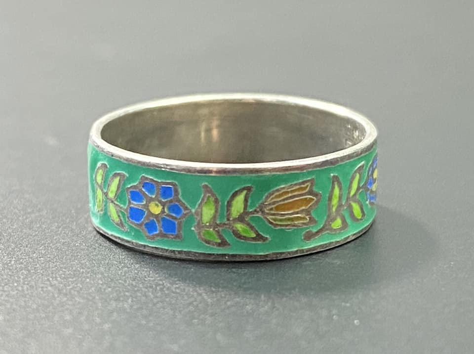 Vintage Sterling Silver Enamel Ring