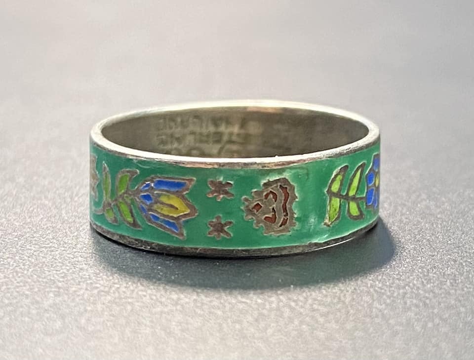 Vintage Sterling Silver Enamel Ring