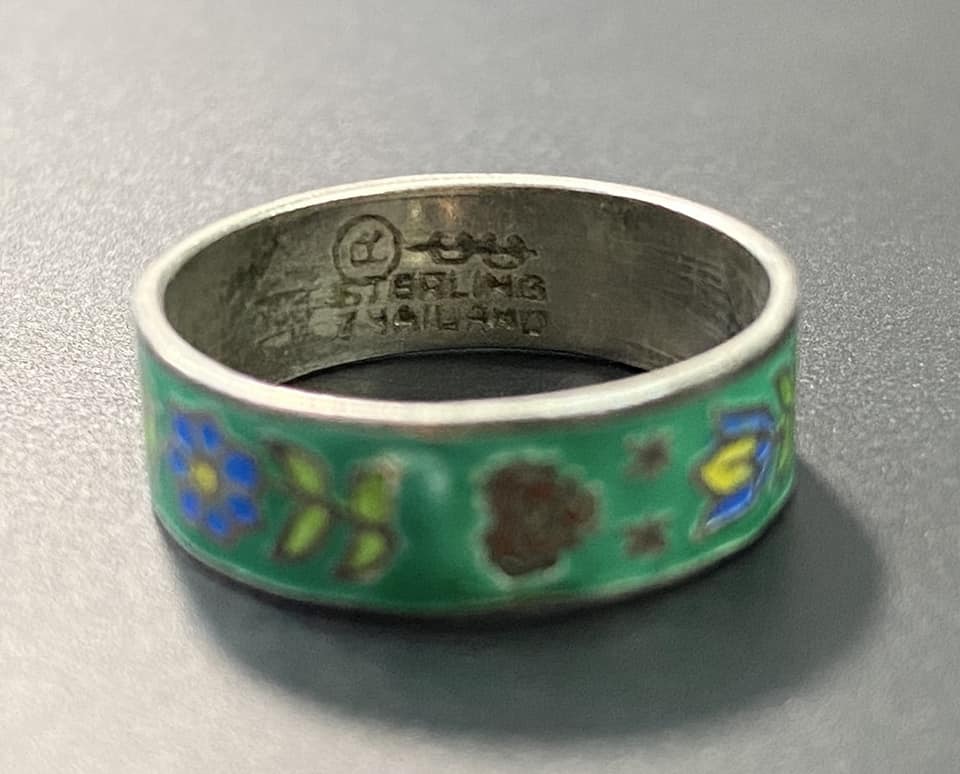 Vintage Sterling Silver Enamel Ring