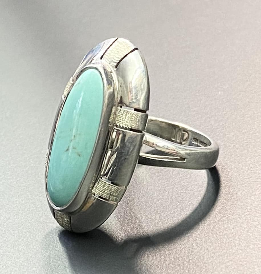 Vintage Mexico CII Sterling Silver Turquoise Ring