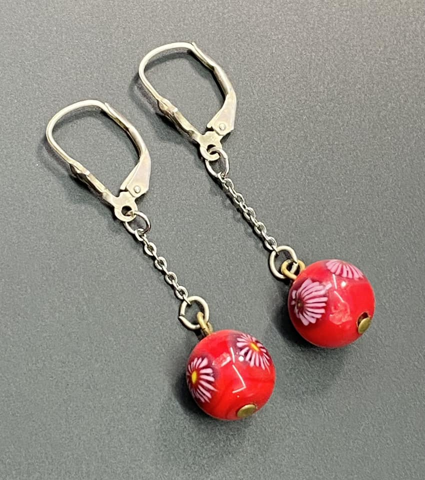 Sterling Silver Ceramic Earrings