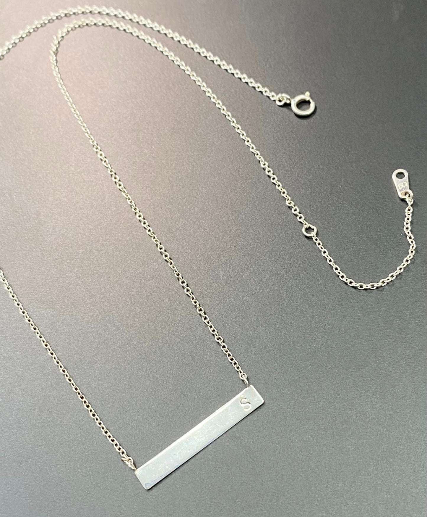 Sterling Silver Initial S Bar Necklace