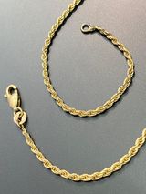 10" Italy Sterling Silver Vermeil Rope Chain Bracelet