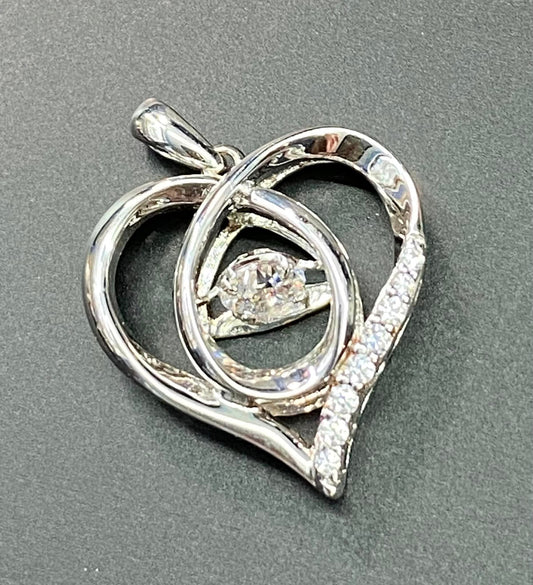 Sterling Silver Movement CZ Heart Pendant