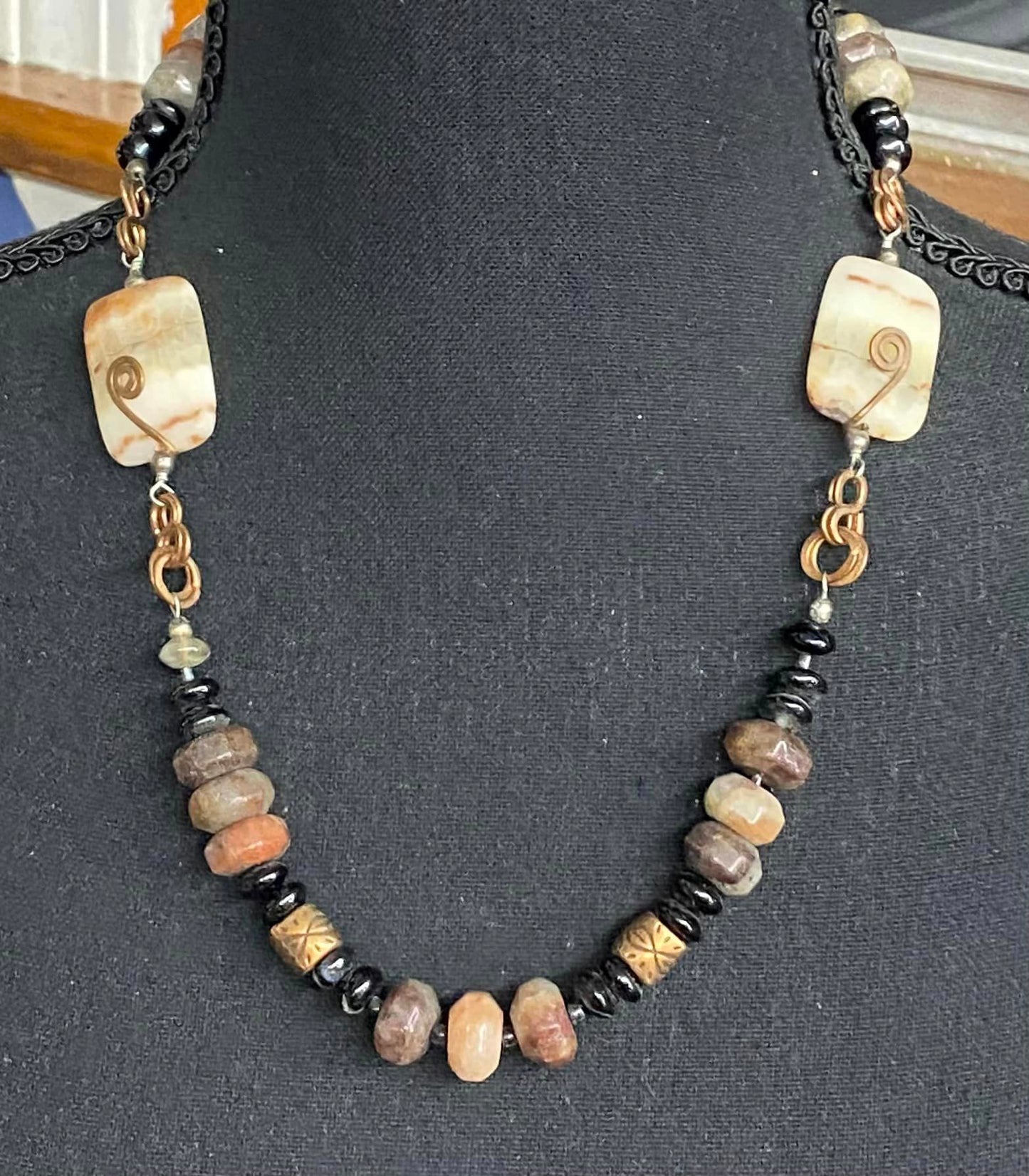 Stone Necklace with Copper Accent