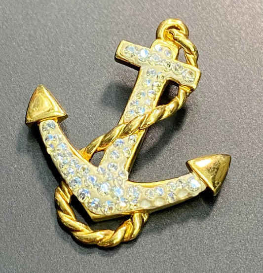 Signed RL Sterling Silver Vermeil Anchor Pendant