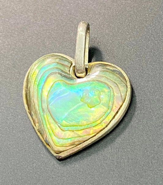 Sterling Silver Abalone Heart Pendant