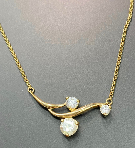 Sterling Silver Vermeil CZ Necklace