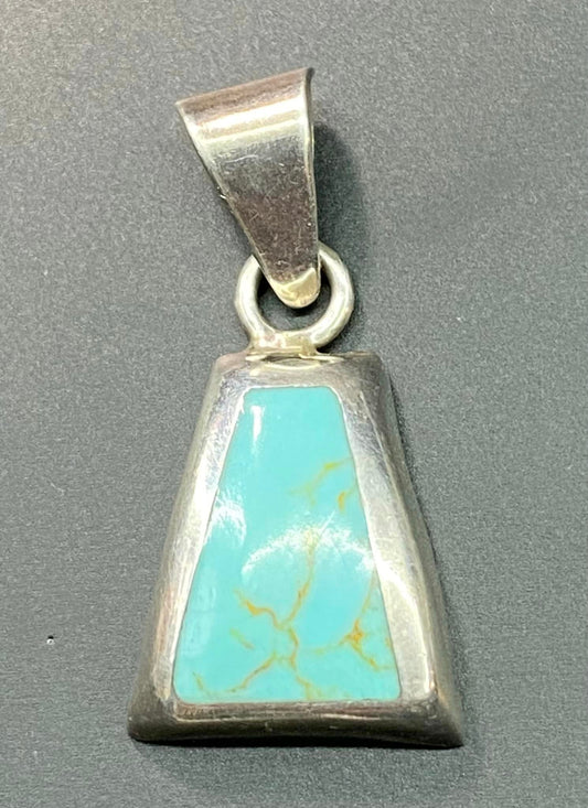 Taxco Mexico Sterling Silver Turquoise Color Pendant