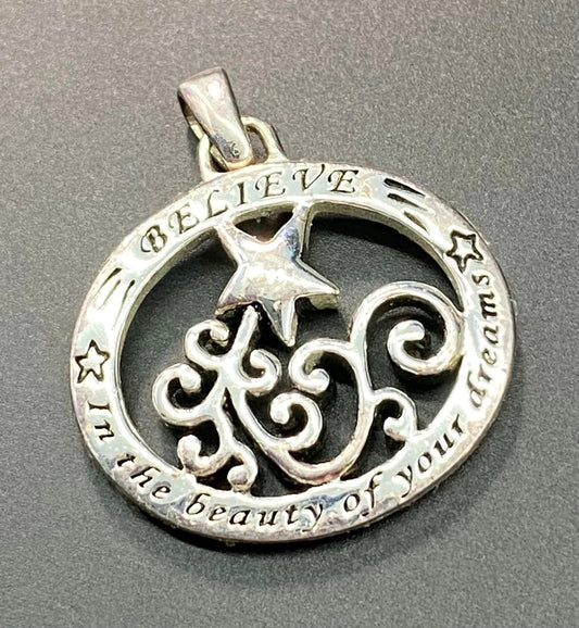 Sterling Silver Believe Pendant