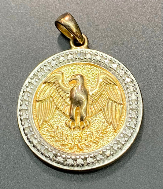 Sterling Silver & Vermeil Eagle Diamond Pendant