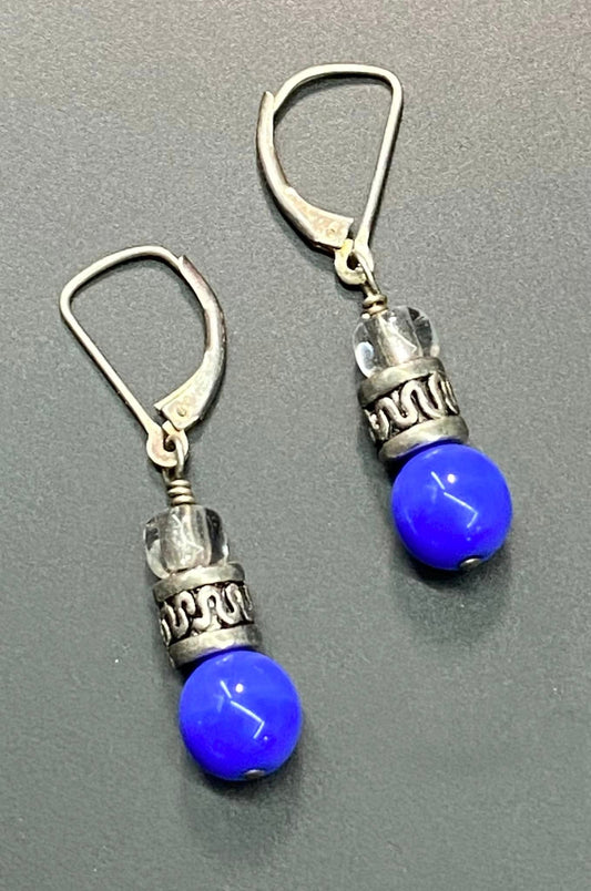 Sterling Silver Glass Bead Earrings