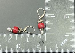 Sterling Silver Glass Bead & Pearl Earrings