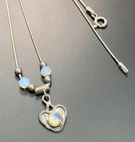 Sterling Silver Opalite Heart Necklace