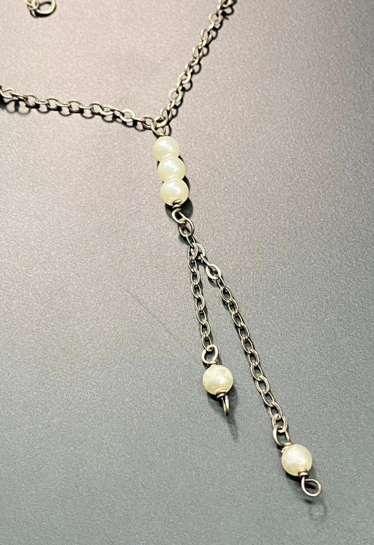 Sterling Silver Faux Pearl Necklace