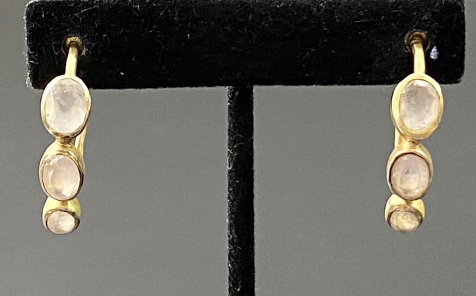 Sterling Silver Vermeil Rose Quartz Earrings