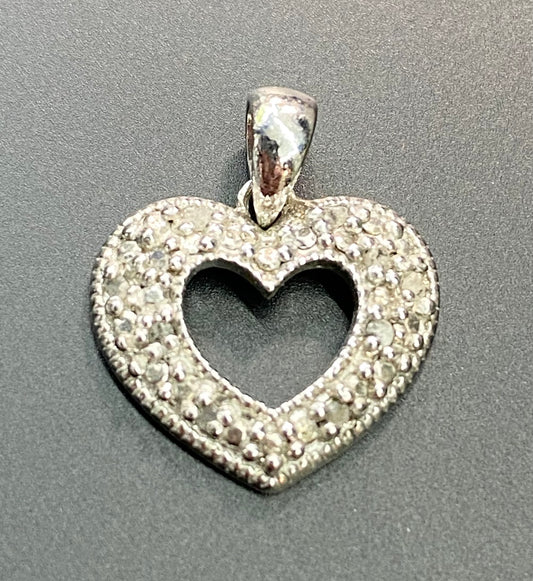 Sterling Silver Diamond Heart Pendant