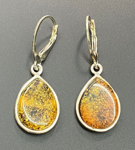 Sterling Silver Faux Amber Earrings