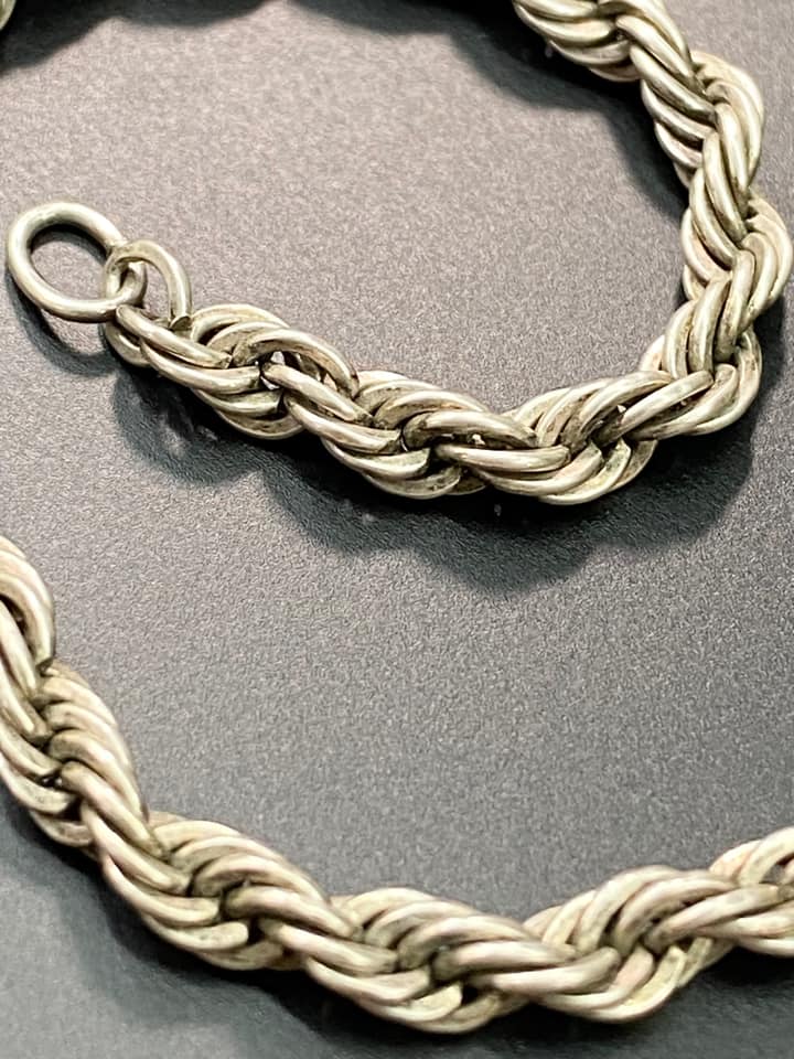 7" Sterling Silver Rope Chain Bracelet